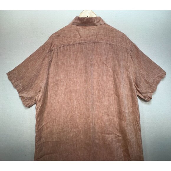 Joseph Abboud Mens Short Sleeve Linen Button Up Shirt Size Orange Casual Relaxed - Picture 11 of 11